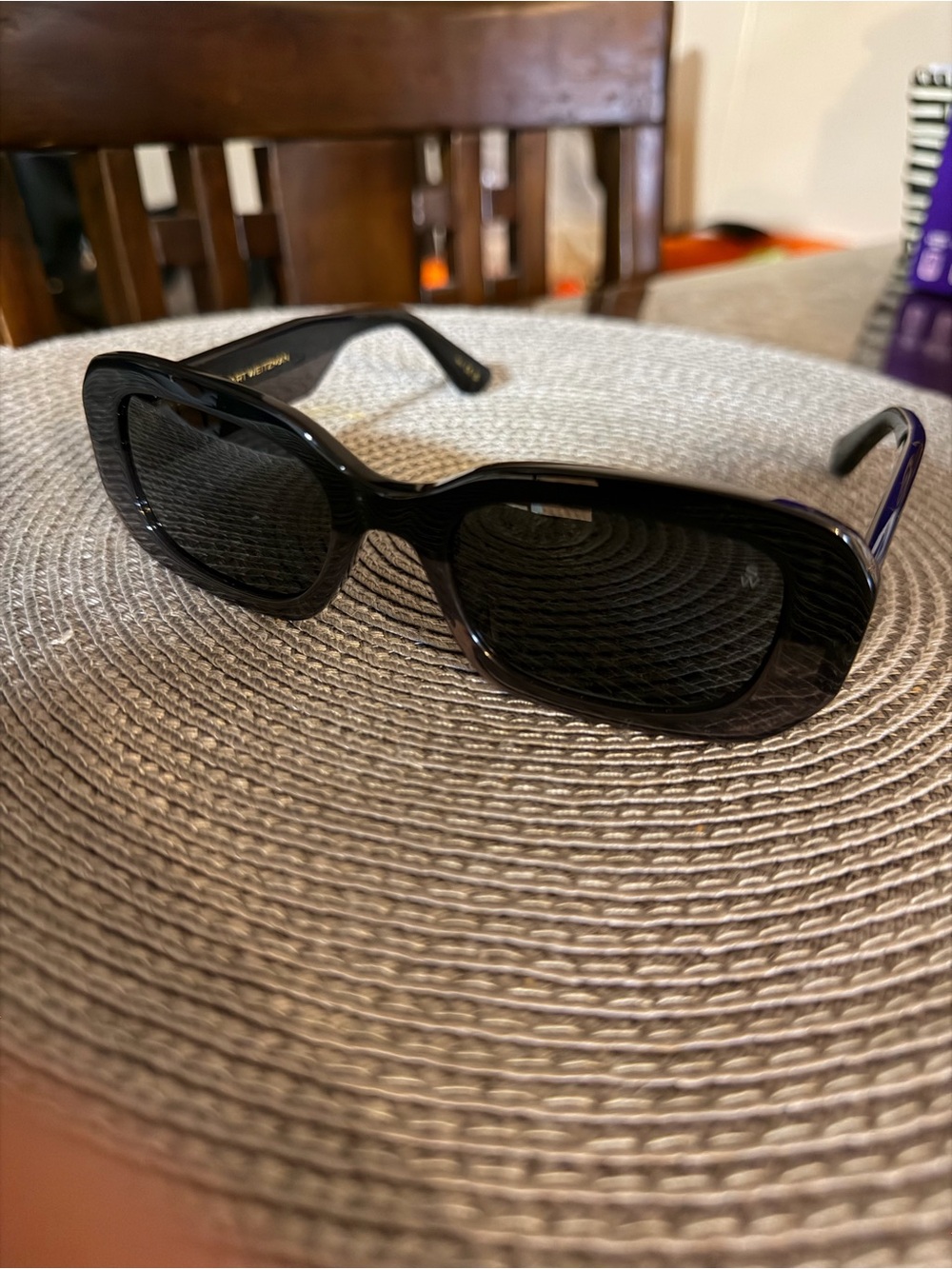 Stuart Weitzman Designer Classic Black Rectangle Sunglasses